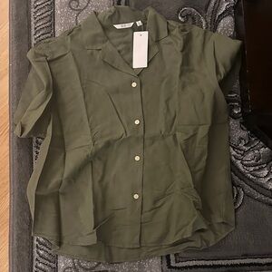 Olive Green Women's Button-Up Top